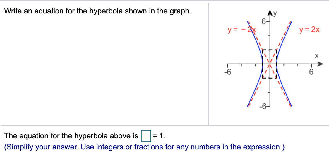 Solved Write an equation for the hyperbola shown in the | Chegg.com