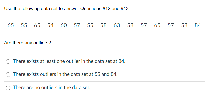 Solved Use the following data set to answer Questions #12 | Chegg.com