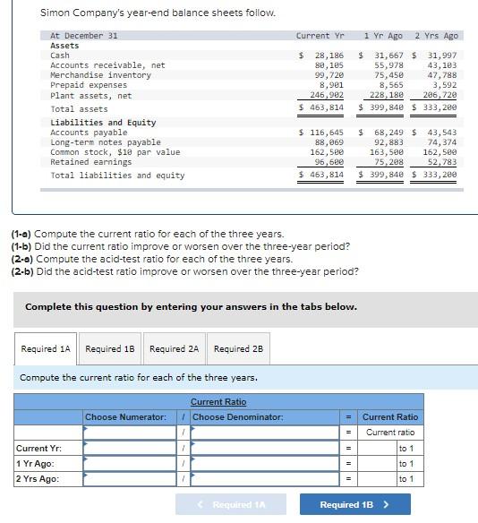 solved-simon-company-s-year-end-balance-sheets-follow-chegg