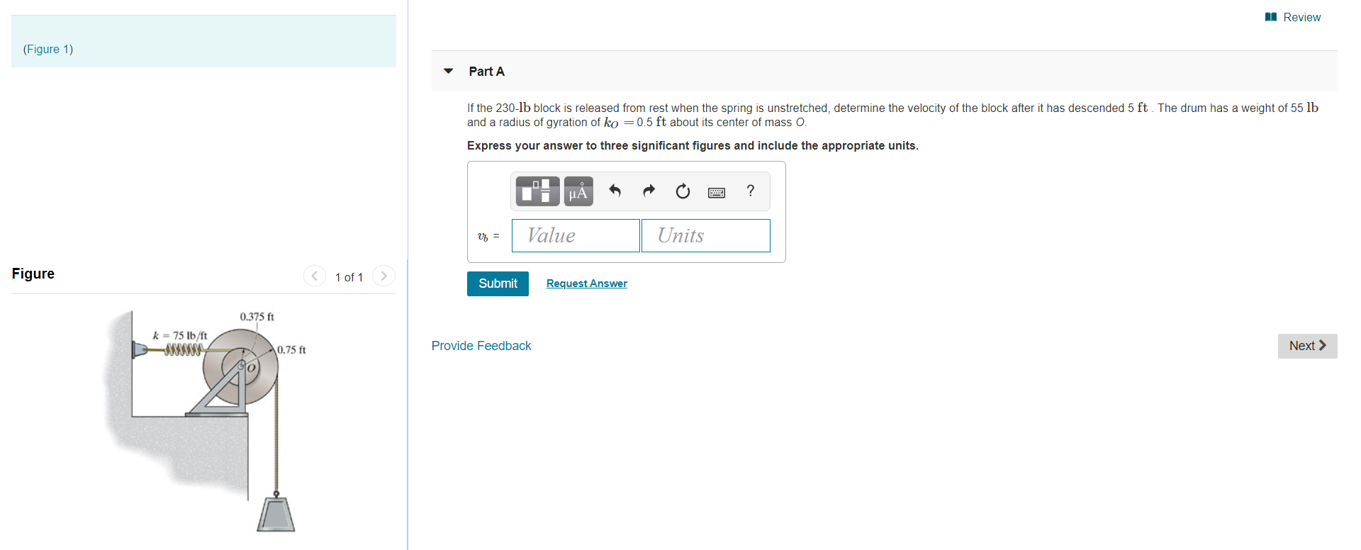 Solved I Review (Figure 1) Part A If the 230-lb block is | Chegg.com