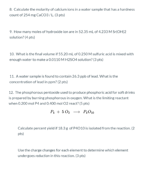 Solved 8. Calculate the molarity of calcium ions in a water | Chegg.com