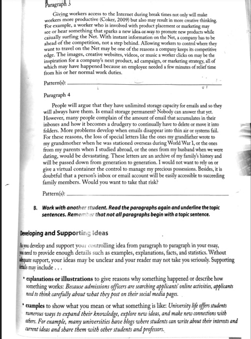 Solved EXERCISE 1 these body paragraphs. Identify the Work | Chegg.com ...