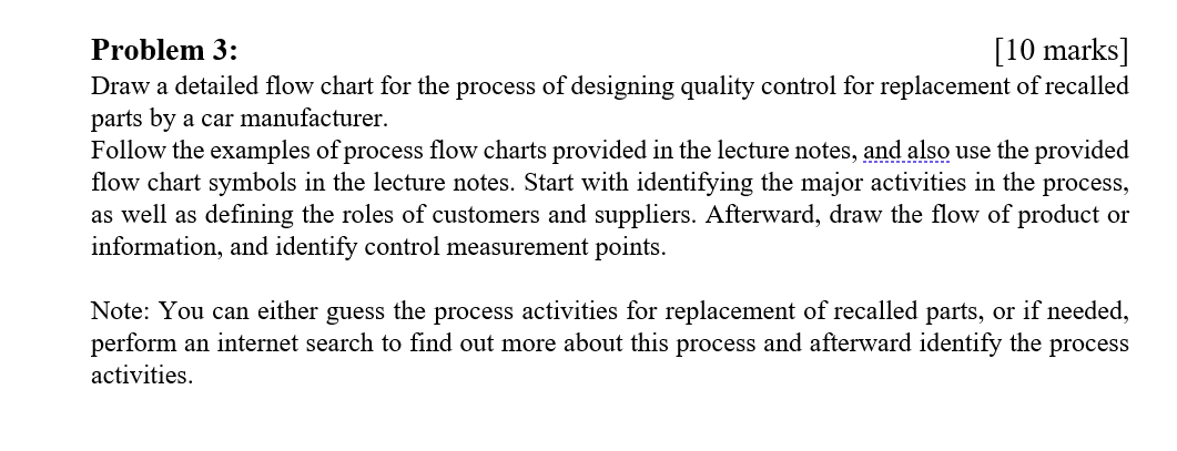 Solved Problem 3: [10 marks] Draw a detailed flow chart for | Chegg.com