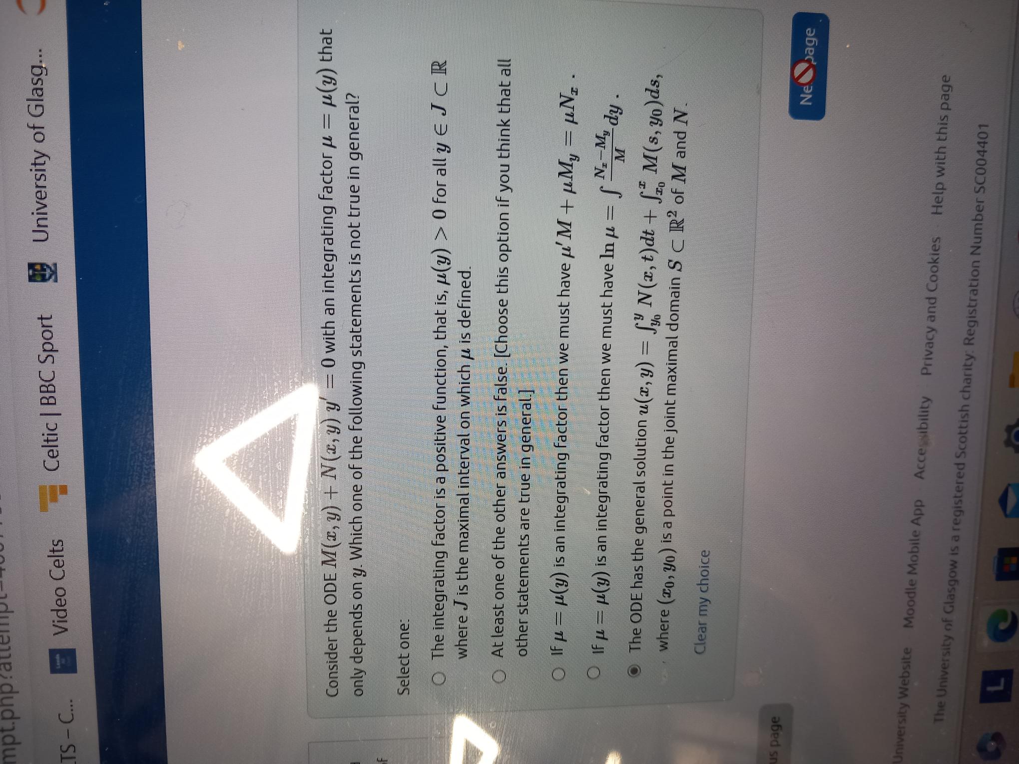 Solved Consider The Ode M X Y N X Y Y 0 ﻿with An