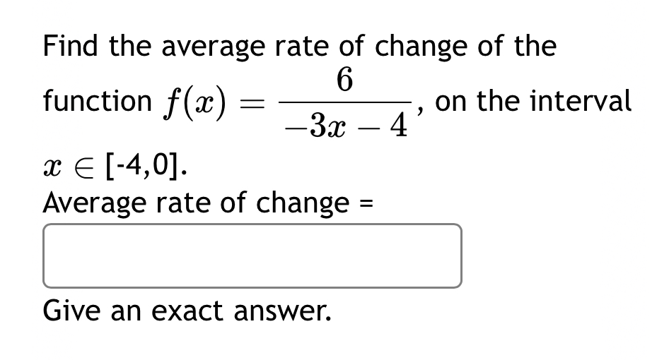 Find the average rate of change of the function | Chegg.com