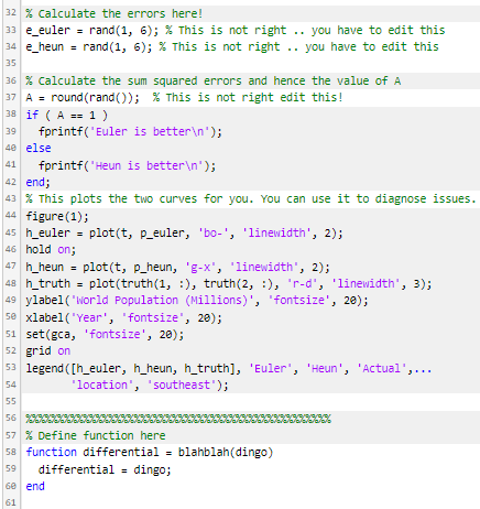 Matlab ordinary differential equations. This | Chegg.com