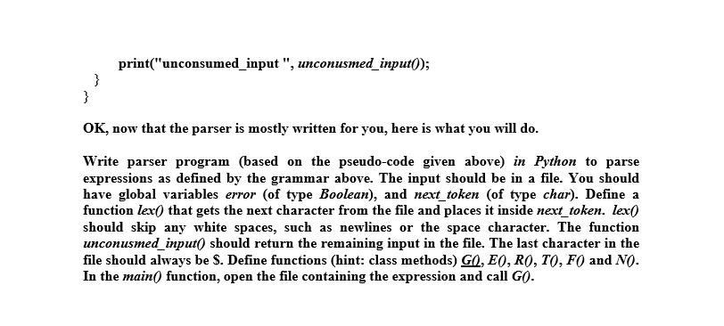 Solved Parser Application To be done in groups of two. Pick | Chegg.com