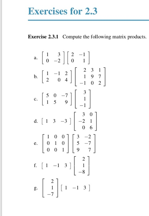 Solved Exercises for 2.3 Exercise 2.3.1 Compute the | Chegg.com