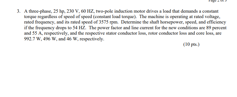 Solved . A three-phase, 25 hp, 230 V, 60 HZ, two-pole | Chegg.com
