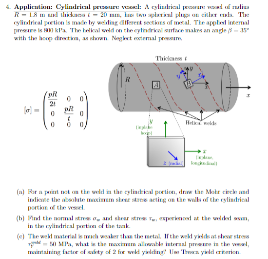 Solved 4. Application Cylindrical pressure vessel A
