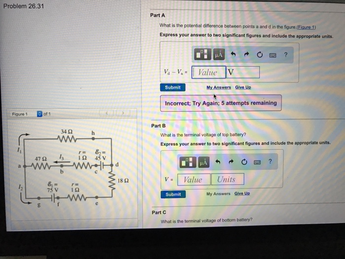 Solved What is the potential difference between points a and | Chegg.com