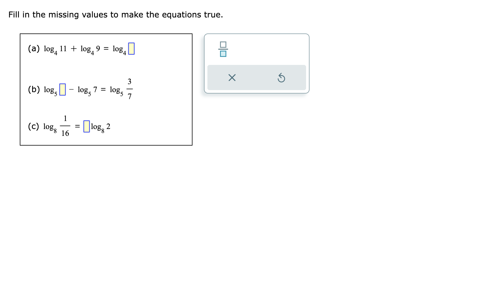 Solved Fill in the missing values to make the equations | Chegg.com