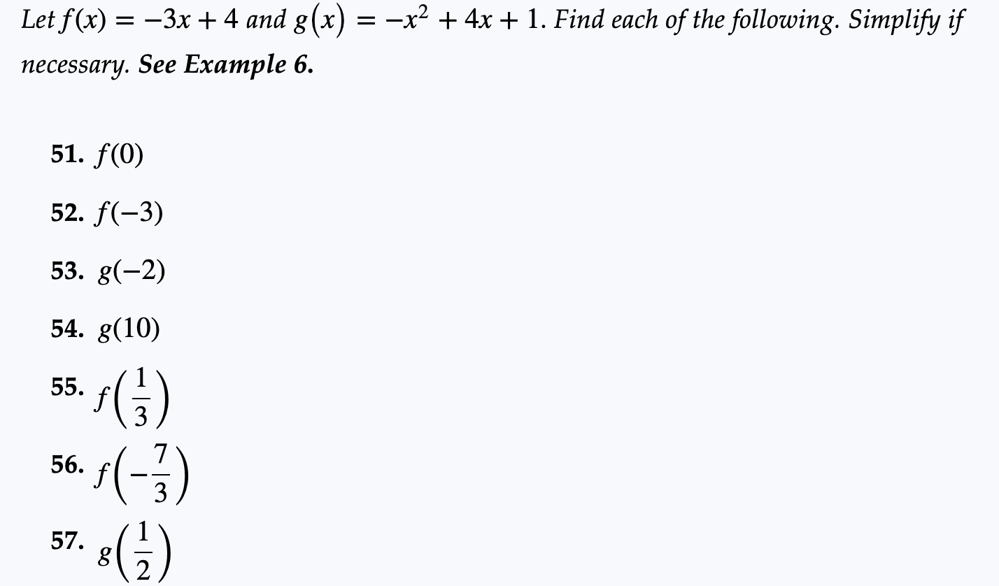 Solved Let F X −3x 4 And G X −x2 4x 1 Find Each Of The