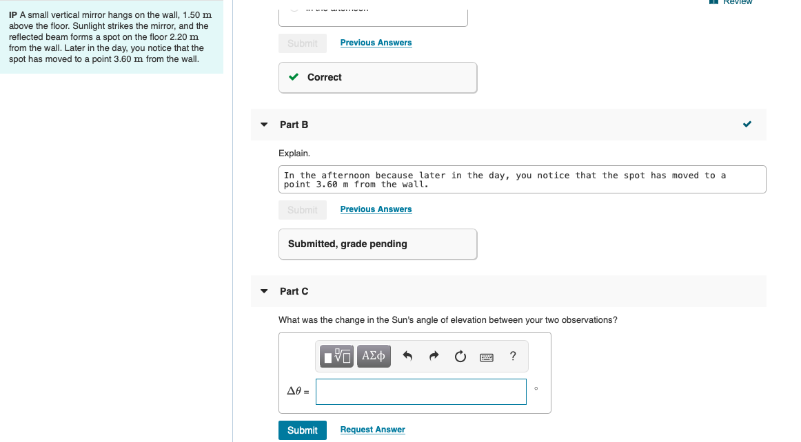 Solved Review IP A small vertical mirror hangs on the wall,