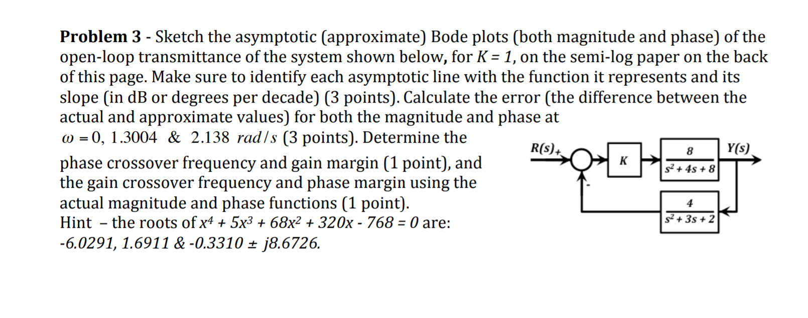 Solved Problem 3 - Sketch the asymptotic (approximate) Bode | Chegg.com