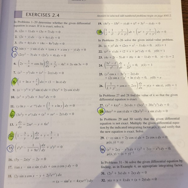 Solved Answers to selected odd-numbered problems begint on | Chegg.com