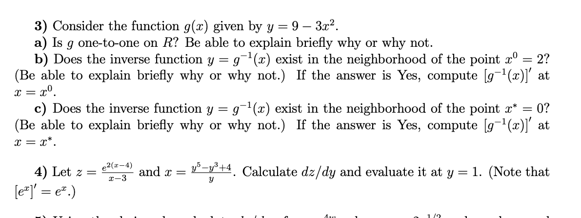 Solved 3) Consider the function g(x) given by y=9−3x2. a) Is | Chegg.com