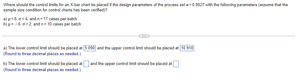 Solved Where should the control limits for an X-bar chart | Chegg.com