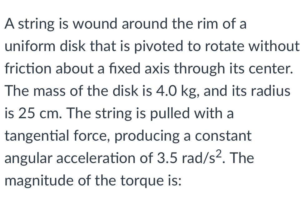 Solved A string is wound around the rim of a uniform disk | Chegg.com