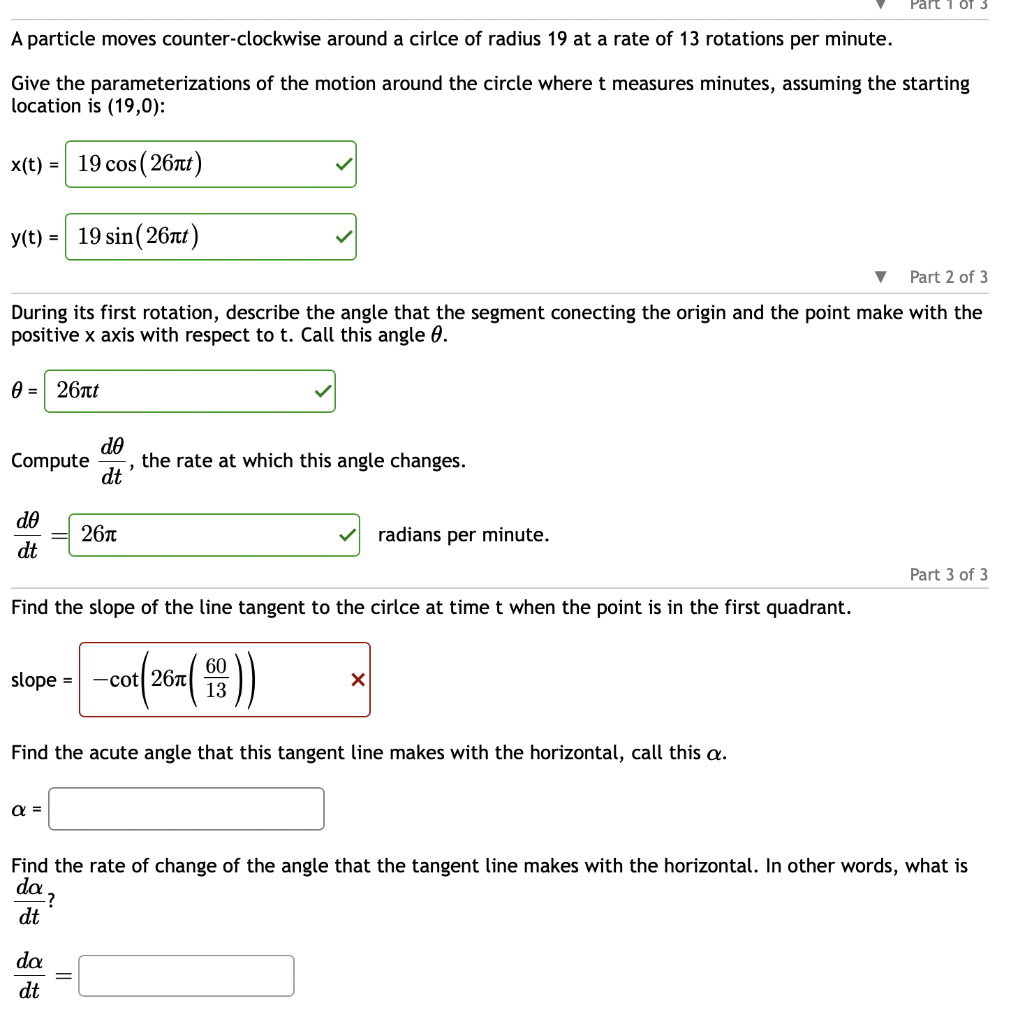 Solved A particle moves counter-clockwise around a cirlce of | Chegg.com