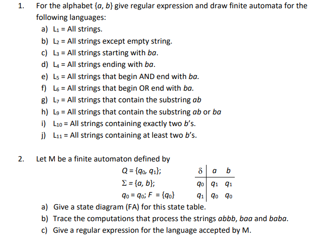 Solved 1. For The Alphabet {a, B} Give Regular Expression | Chegg.com