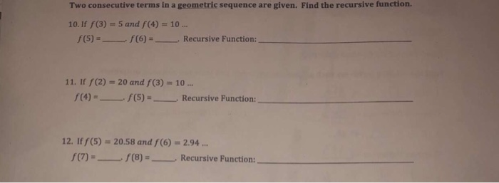 Solved Two consecutive terms in a geometric sequence are | Chegg.com