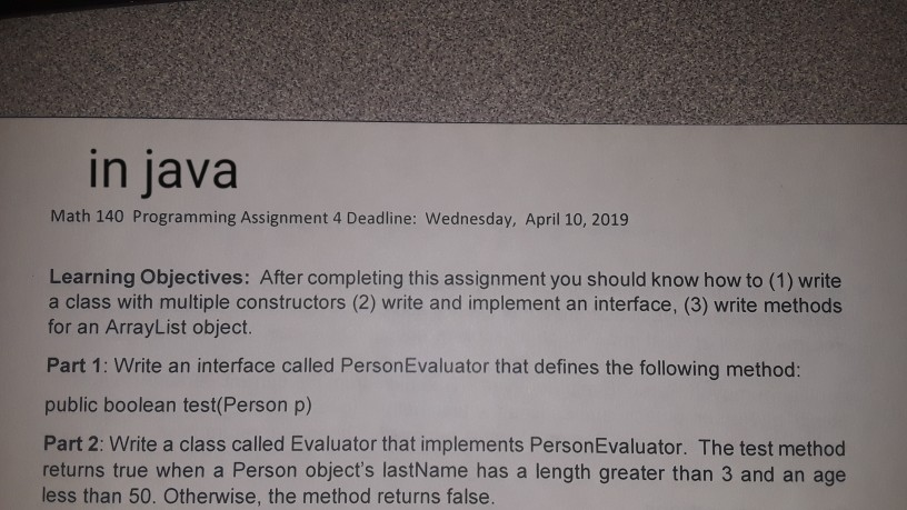 Solved in java Math 140 Programming Assignment 4 Deadline: | Chegg.com