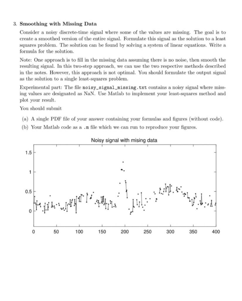3. Smoothing with Missing Data Consider a noisy | Chegg.com