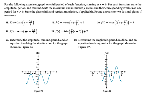 For the following exercises, graph one full period of | Chegg.com