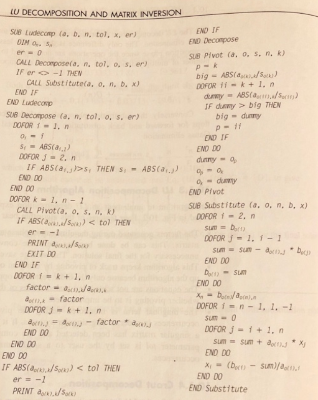 Solved LU DECOMPOSITION AND MATRIX INVERSION SUB Ludecomp | Chegg.com