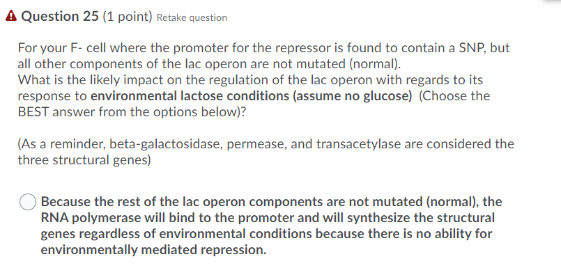 Solved Normal function of the lac operon means that the cell