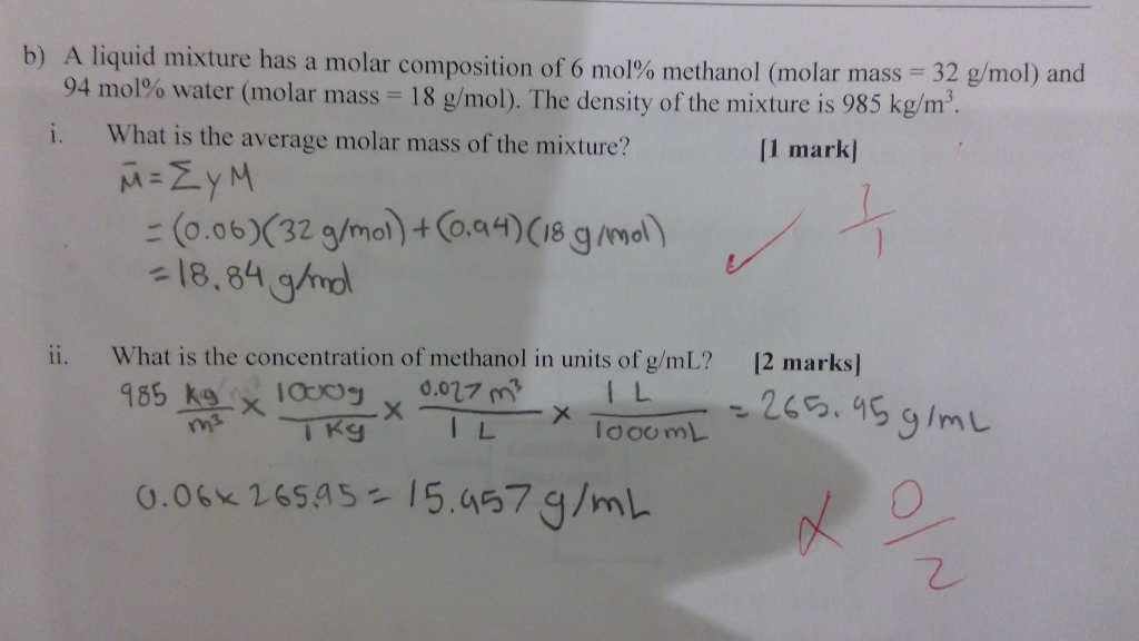 Solved b) A liquid mixture has a molar composition of 6 mol% | Chegg.com