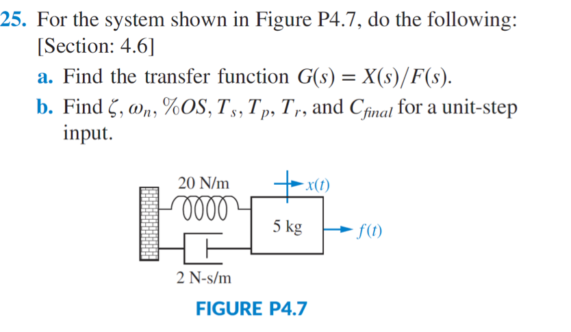 Solved 5. For the system shown in Figure P4.7, do the | Chegg.com