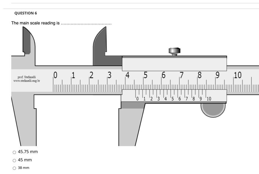 Solved QUESTION 6 The main scale reading is ..... 0 1 2 3 4 | Chegg.com