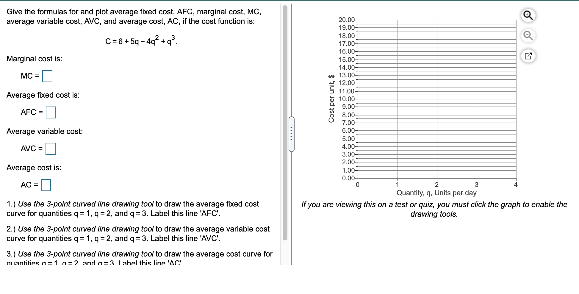 Solved Give the formulas for and plot average fixed cost, | Chegg.com