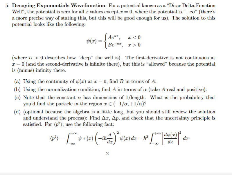 Solved Decaying Exponentials Wavefunction: For a potential | Chegg.com