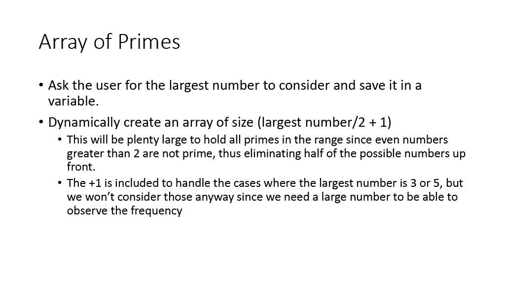 Lab: Prime Numbers (Dynamic Arrays) Question • Do | Chegg.com
