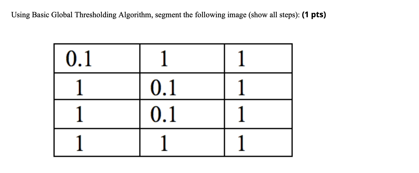 Using Basic Global Thresholding Algorithm, segment | Chegg.com