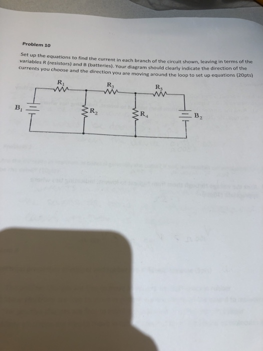 Finding Current Example Problem Solved Problem 10 set up the equations to find the current | Chegg.com
