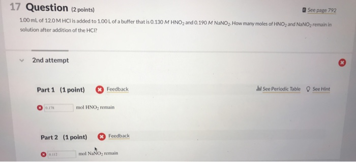 Solved 16 Question (2 points) a See page 792 The K, of | Chegg.com