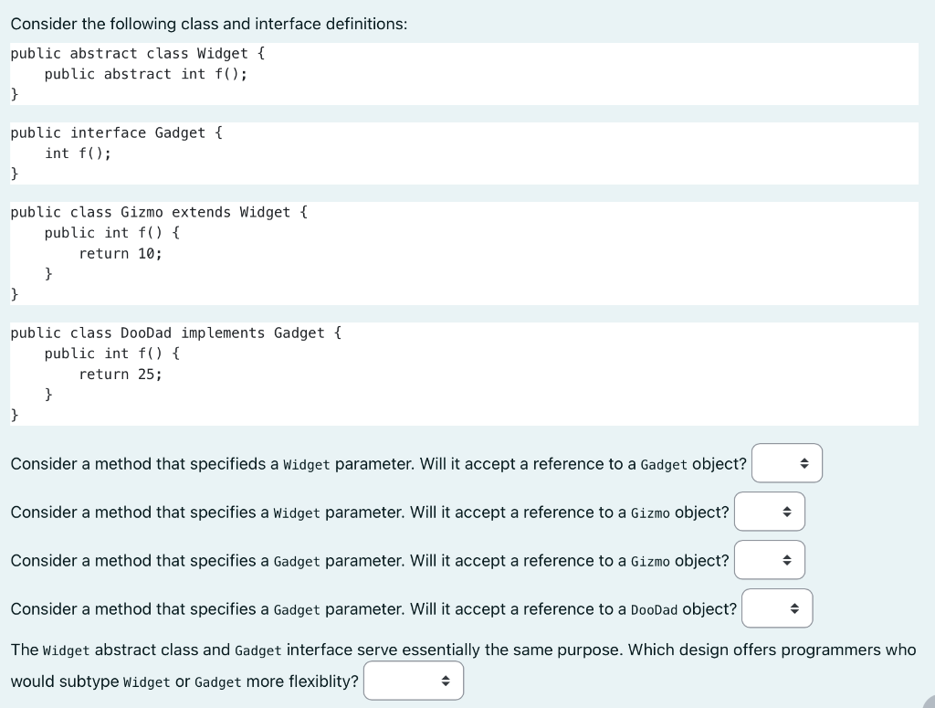 Solved Consider the following class definitions: Next | Chegg.com