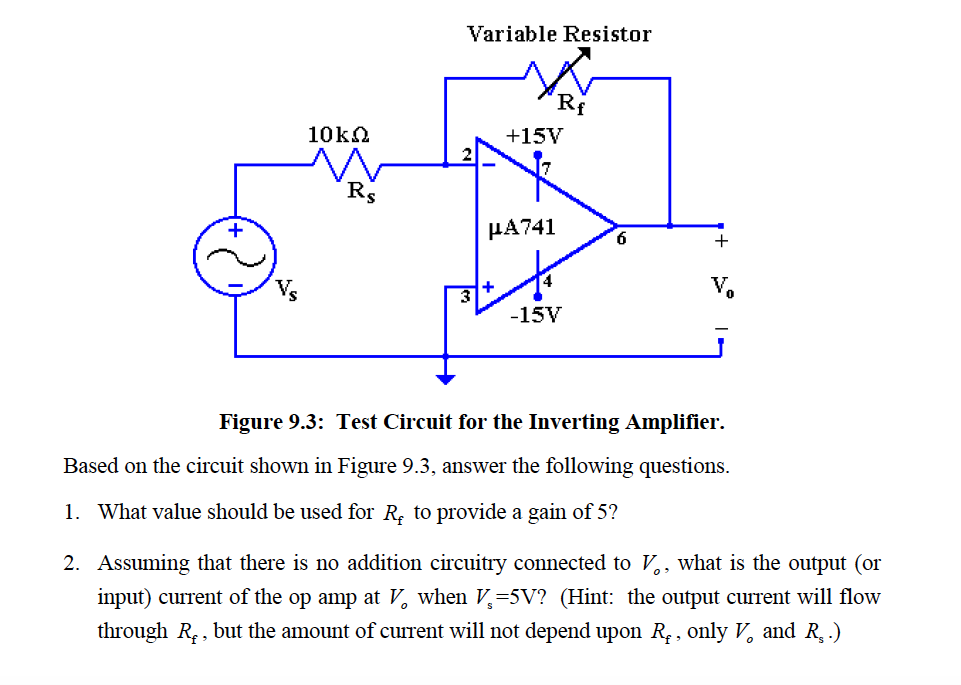 Solved Variable Resistor 10 kΩ +15V -15V Figure 9.3: Test | Chegg.com
