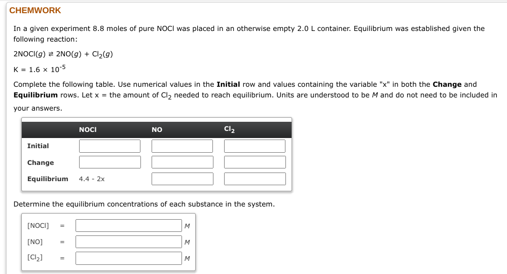 Solved In a given experiment 8.8 moles of pure NOCl was | Chegg.com