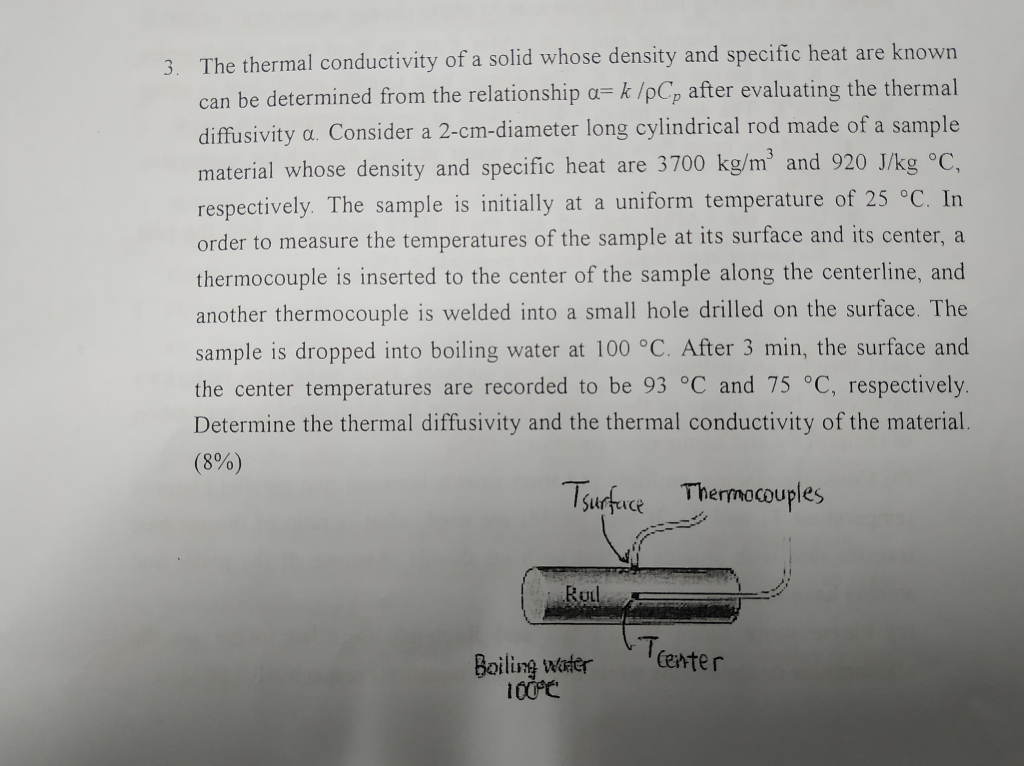 Solved 3. The thermal conductivity of a solid whose density | Chegg.com