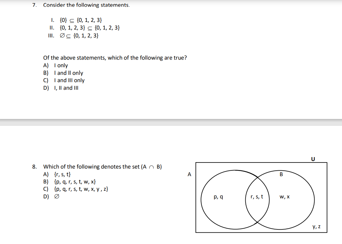 Solved 7 Consider The Following Statements I 0 0 Chegg Com