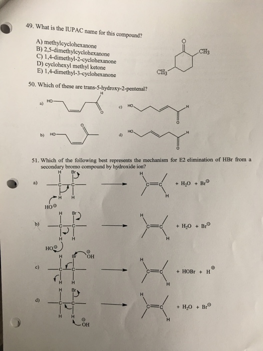 Solved What is the IUPAC name for this compound? A) | Chegg.com