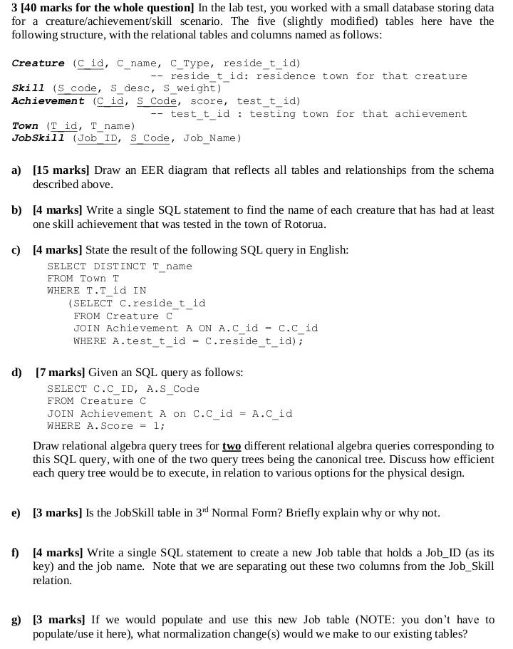 3 [40 marks for the whole question] In the lab test, | Chegg.com