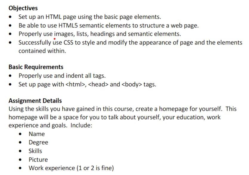 Solved Objectives Set up an HTML page using the basic page | Chegg.com