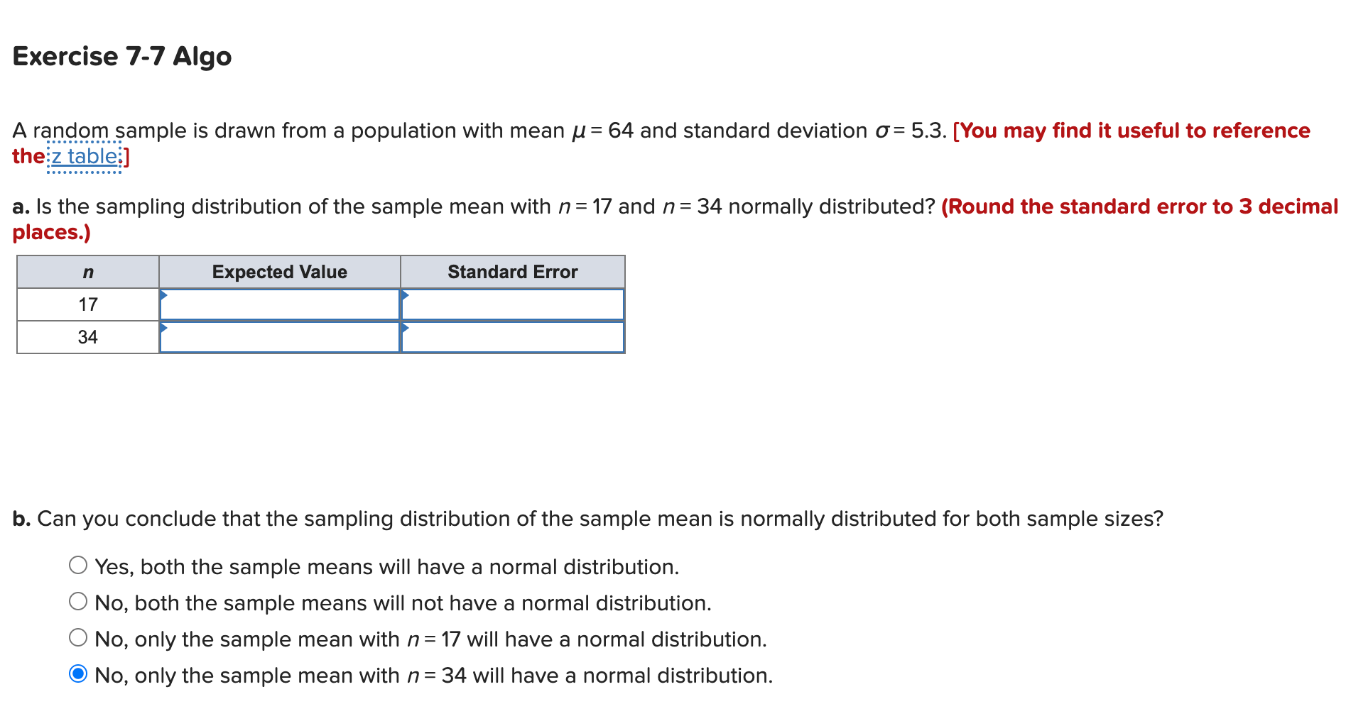 Solved Exercise 7-7 Algo A random sample is drawn from a | Chegg.com