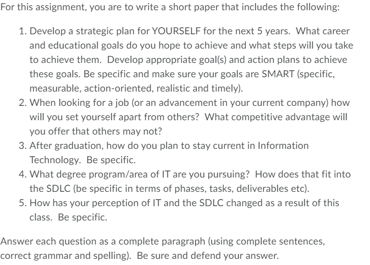 For this assignment, you are to write a short paper | Chegg.com